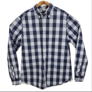 GAP Navy and White Plaid Button Up